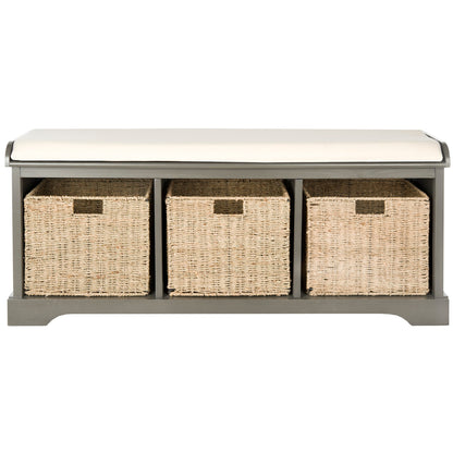Banc de rangement SAFAVIEH Eola Gris/Blanc - 47 x 16,1 x 19,9 cm - 47 cm L x 16 cm P x 20 cm H