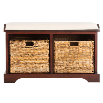 Banc-panier de rangement tressé SAFAVIEH Euphemia marron - 33,5 x 16,1 x 19,9 cm (34 po L x 16 po P x 20 po H)