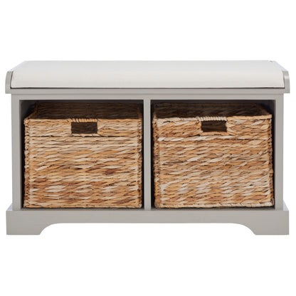 Banc-panier de rangement tressé SAFAVIEH Euphemia marron - 33,5 x 16,1 x 19,9 cm (34 po L x 16 po P x 20 po H)