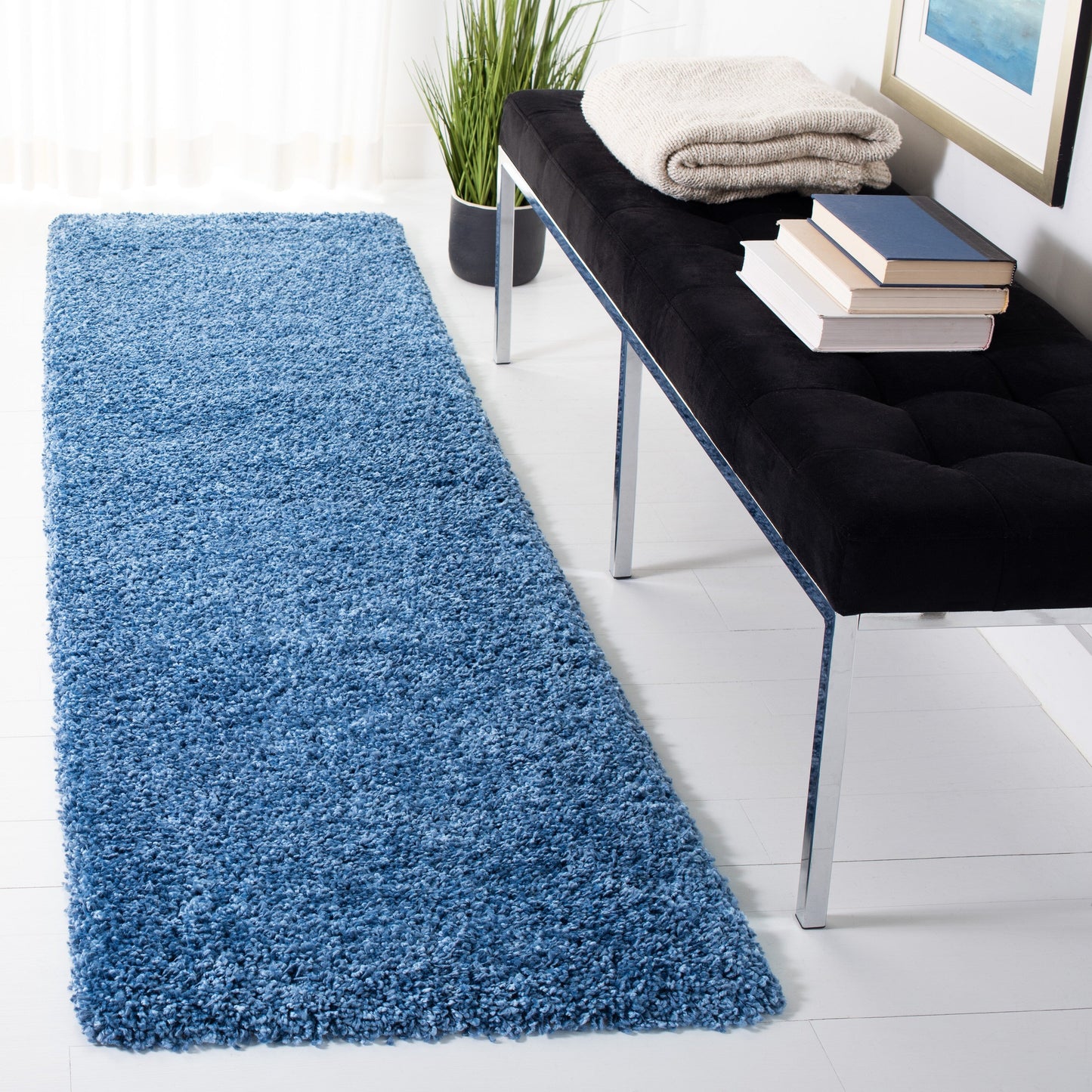 Tapis SAFAVIEH Evolution Shag Fransien uni de 4,6 cm d'épaisseur