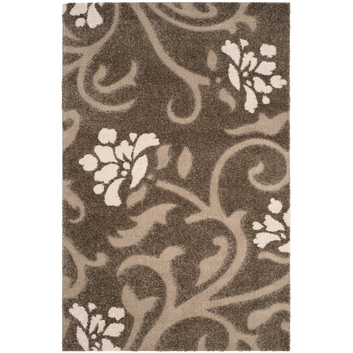 Tapis SAFAVIEH Florida Shag Ariette à motif floral et volutes, d'une épaisseur de 3 cm (1,2 pouce).