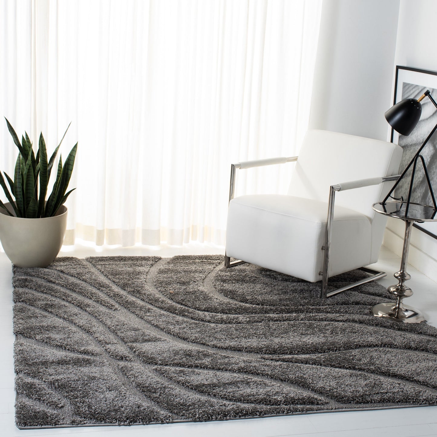 Tapis SAFAVIEH Florida Shag Staka Abstract Waves de 3 cm d'épaisseur