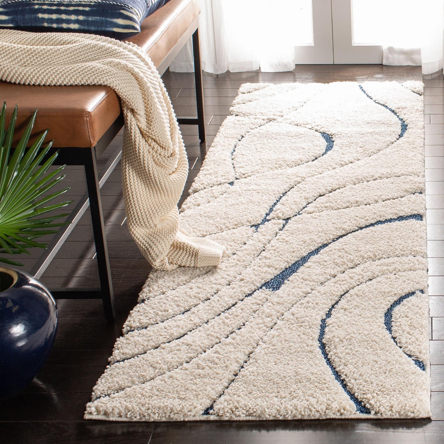 Tapis SAFAVIEH Florida Shag Staka Abstract Waves de 3 cm d'épaisseur
