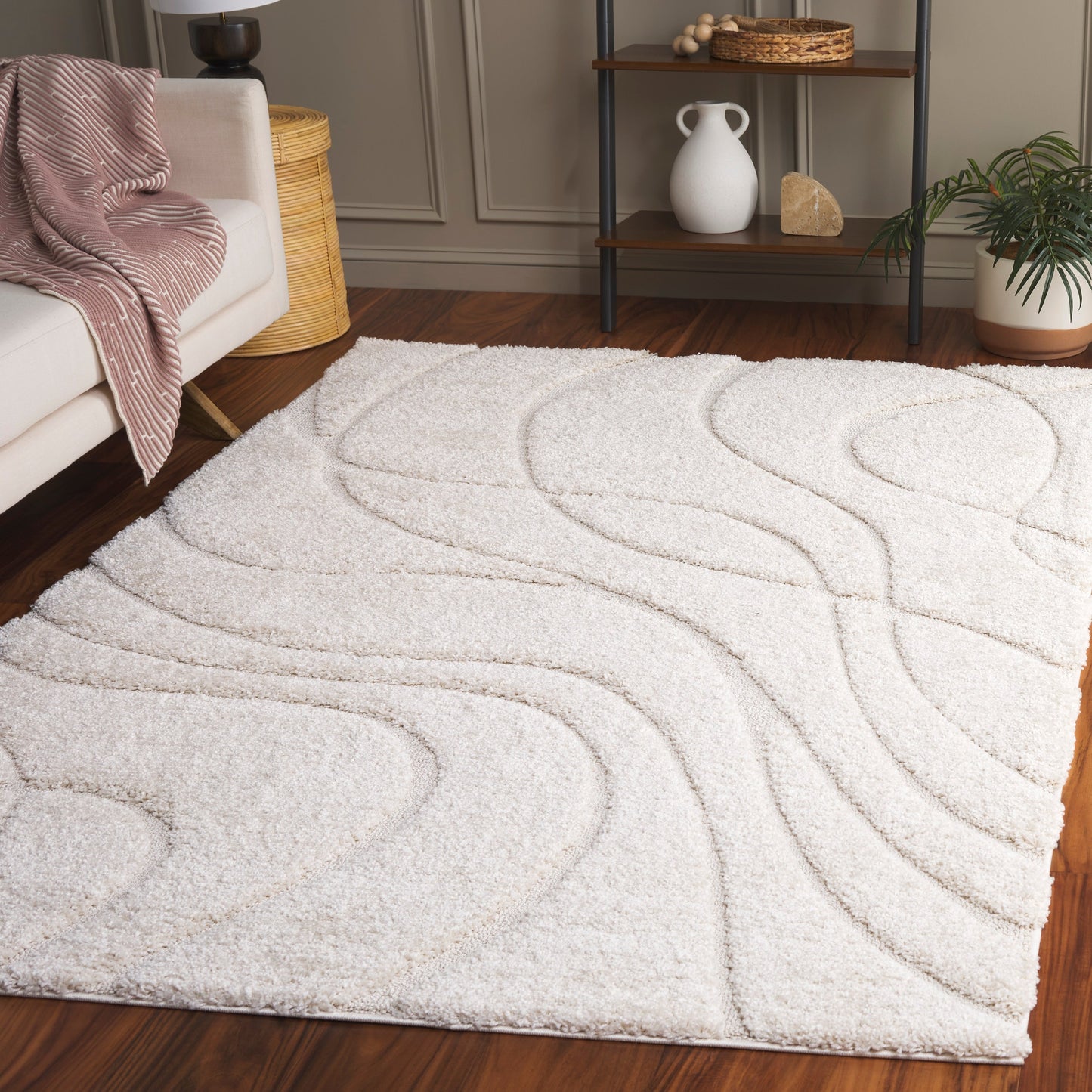 Tapis SAFAVIEH Florida Shag Staka Abstract Waves de 3 cm d'épaisseur