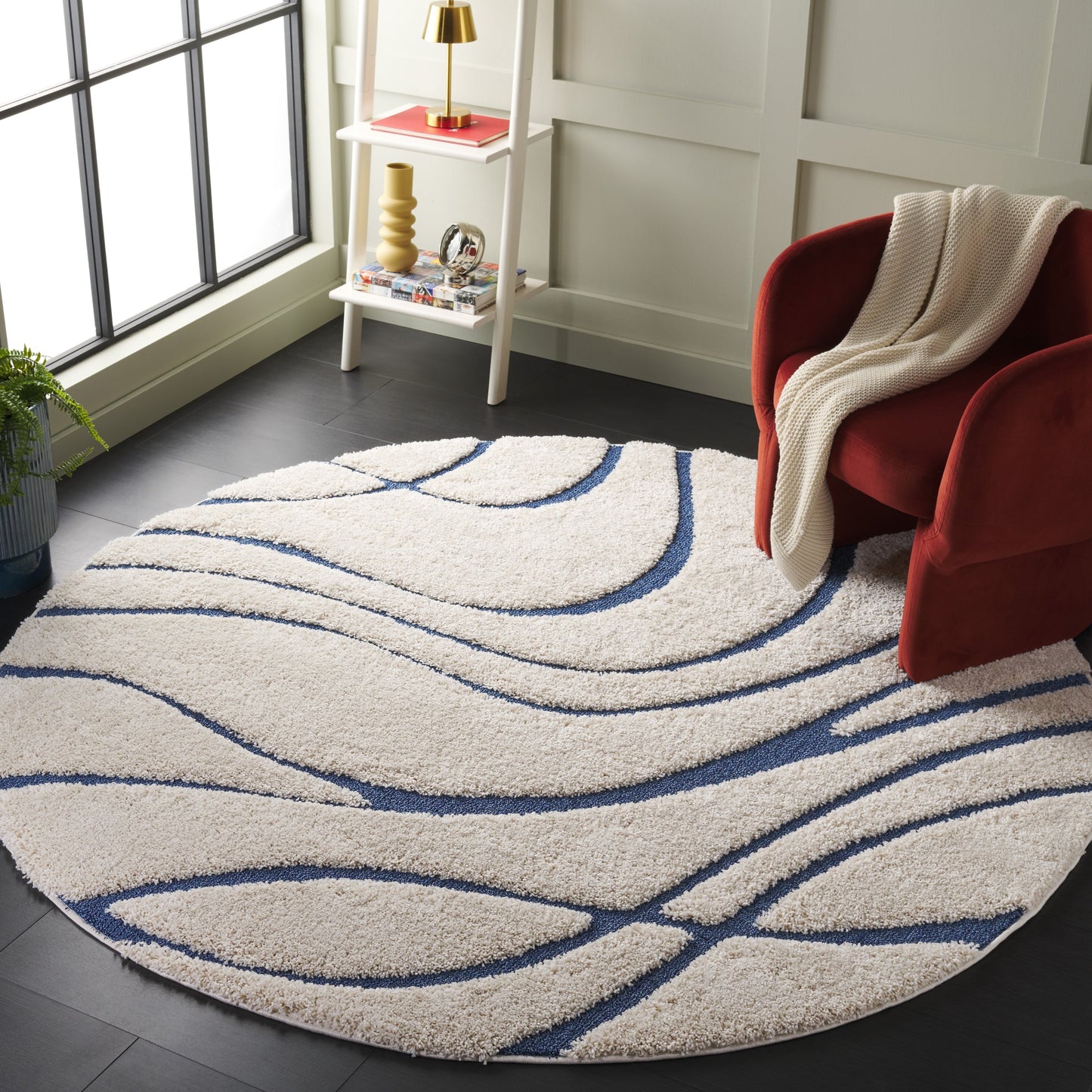 Tapis SAFAVIEH Florida Shag Staka Abstract Waves de 3 cm d'épaisseur