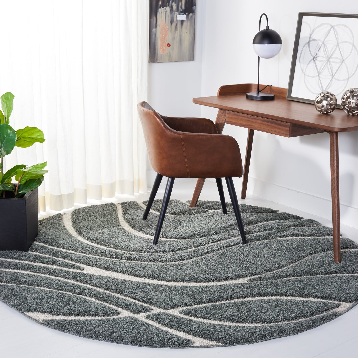 Tapis SAFAVIEH Florida Shag Staka Abstract Waves de 3 cm d'épaisseur