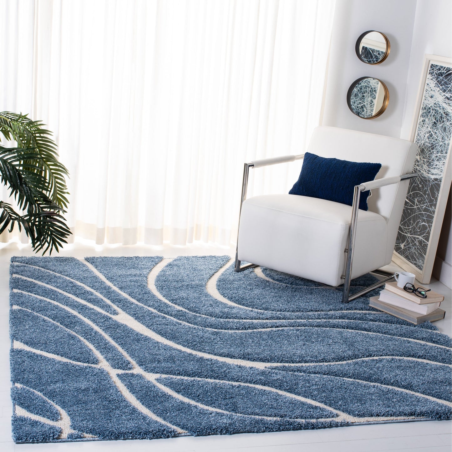 Tapis SAFAVIEH Florida Shag Staka Abstract Waves de 3 cm d'épaisseur