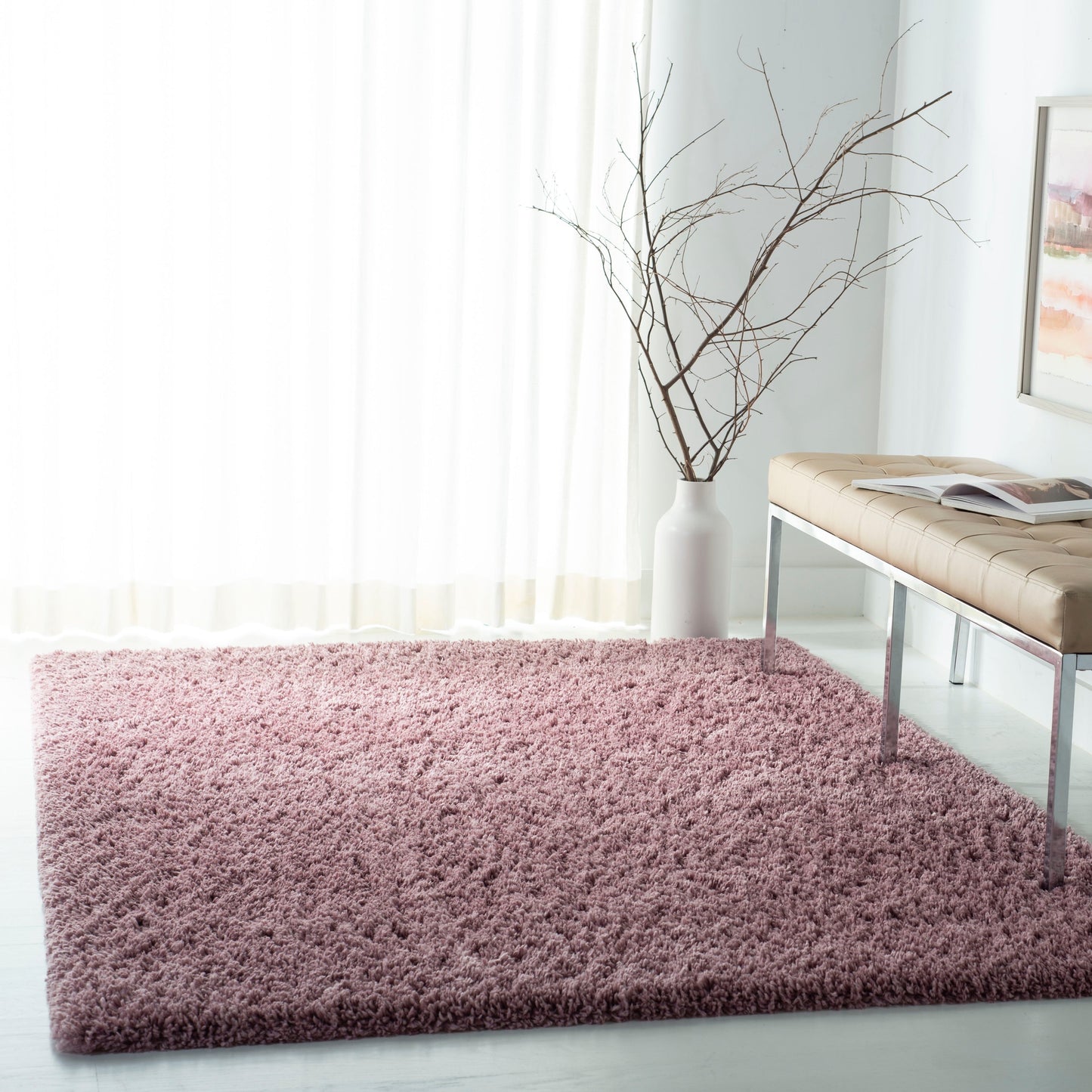 Tapis SAFAVIEH Fontana Shag Dagi uni de 5 cm d'épaisseur