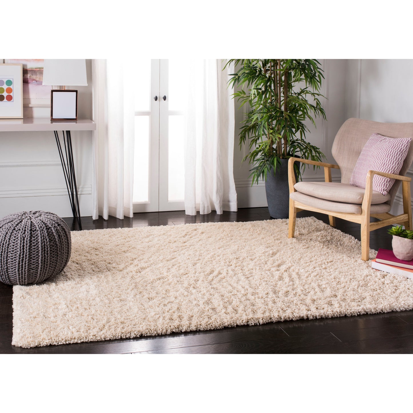Tapis SAFAVIEH Fontana Shag Dagi uni de 5 cm d'épaisseur