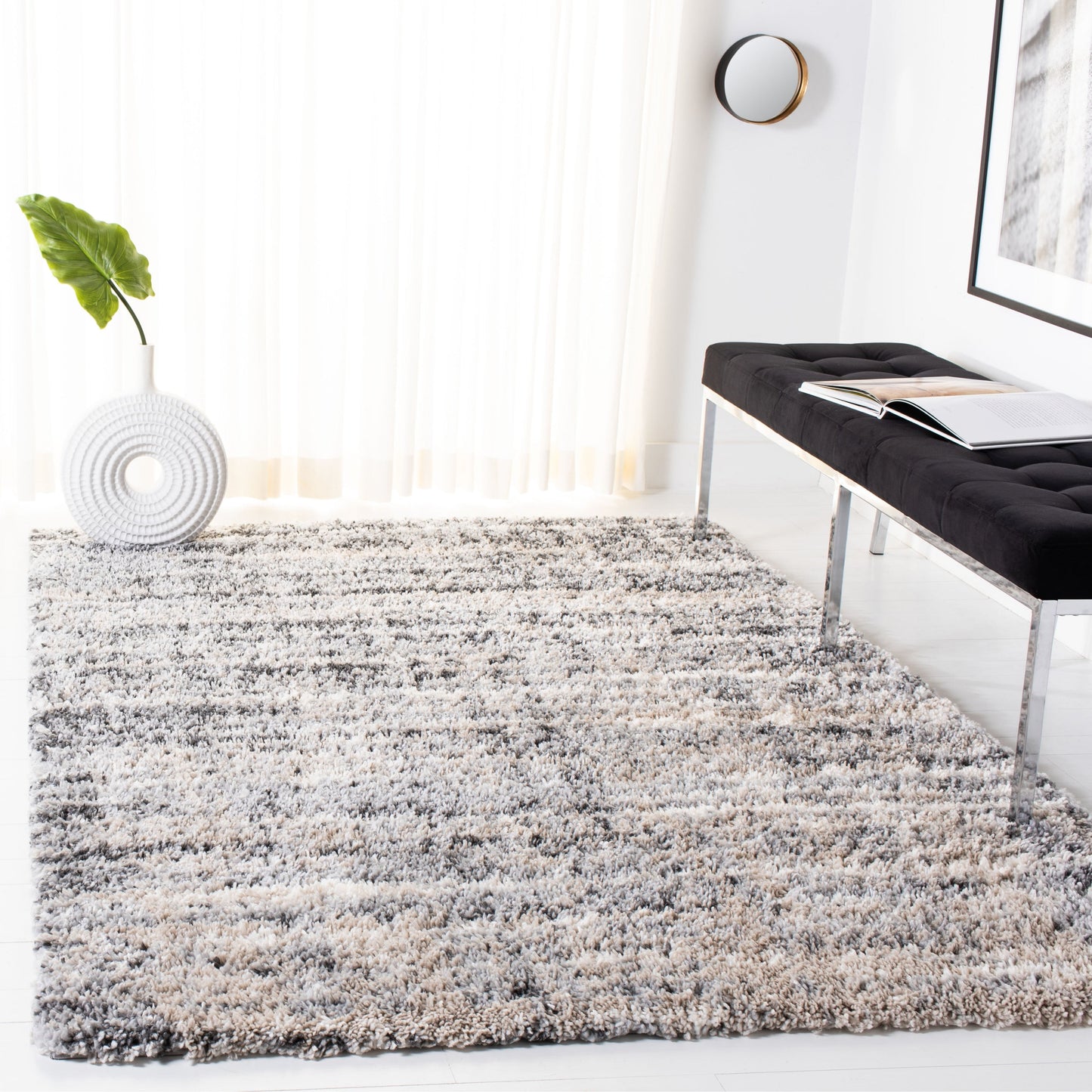 Tapis SAFAVIEH Fontana Shag Lenchen Moderne Abstrait de 5 cm d'épaisseur