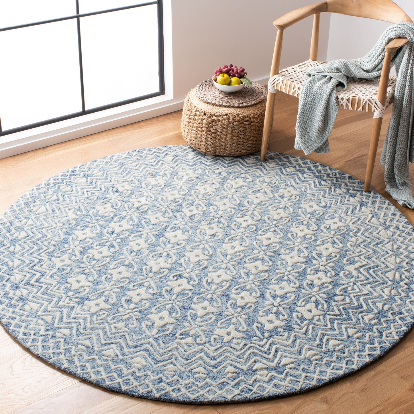 Tapis en laine moderne à motif floral Barbara, fait main, SAFAVIEH