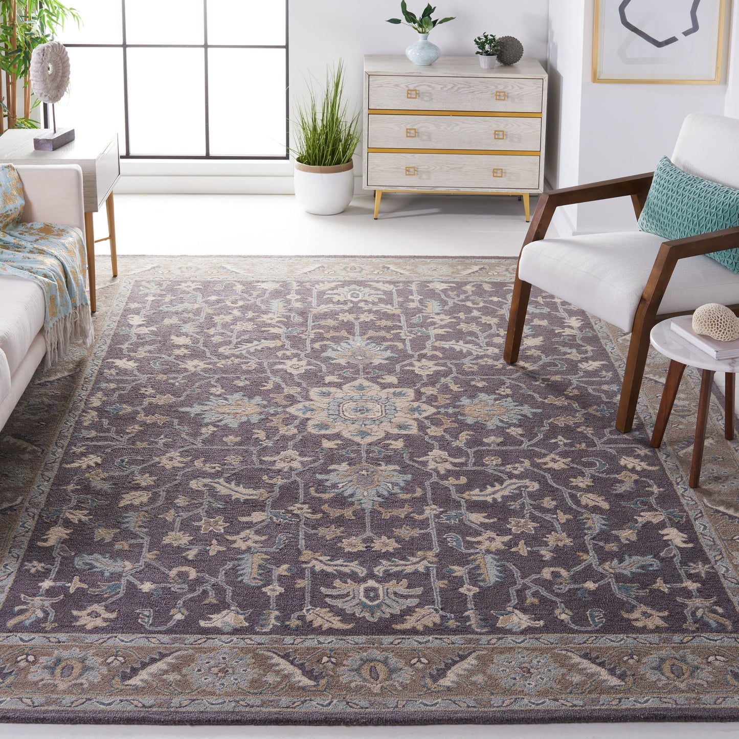 Tapis en laine moderne à motif floral SAFAVIEH fait main Blossom Gulperi
