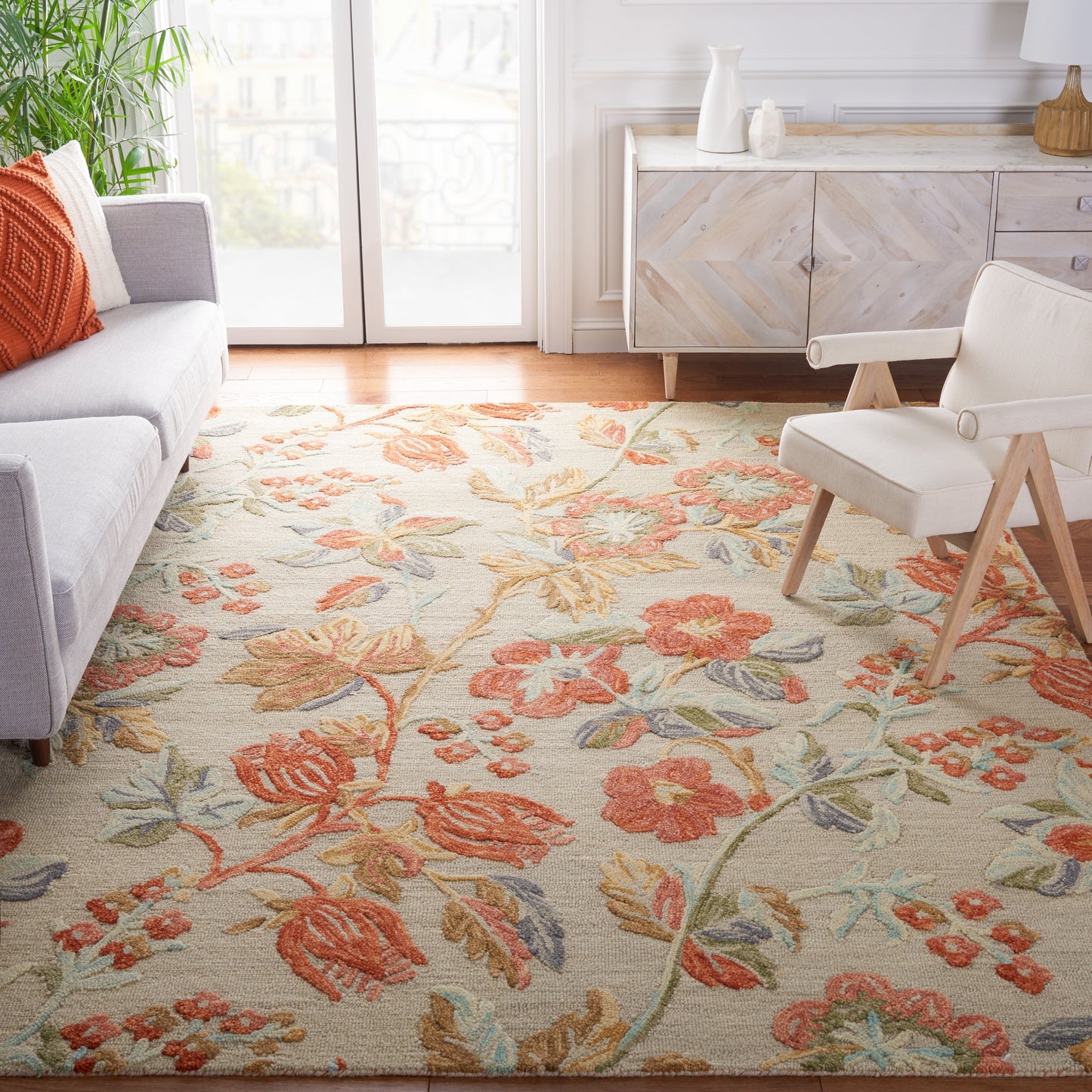 Tapis en laine moderne à motif floral SAFAVIEH fait main Blossom Hysnije