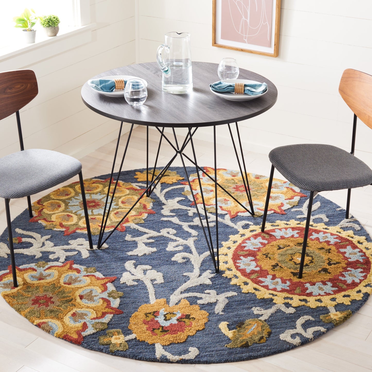 Tapis en laine moderne à motif floral Blossom Maaret, fait main par SAFAVIEH