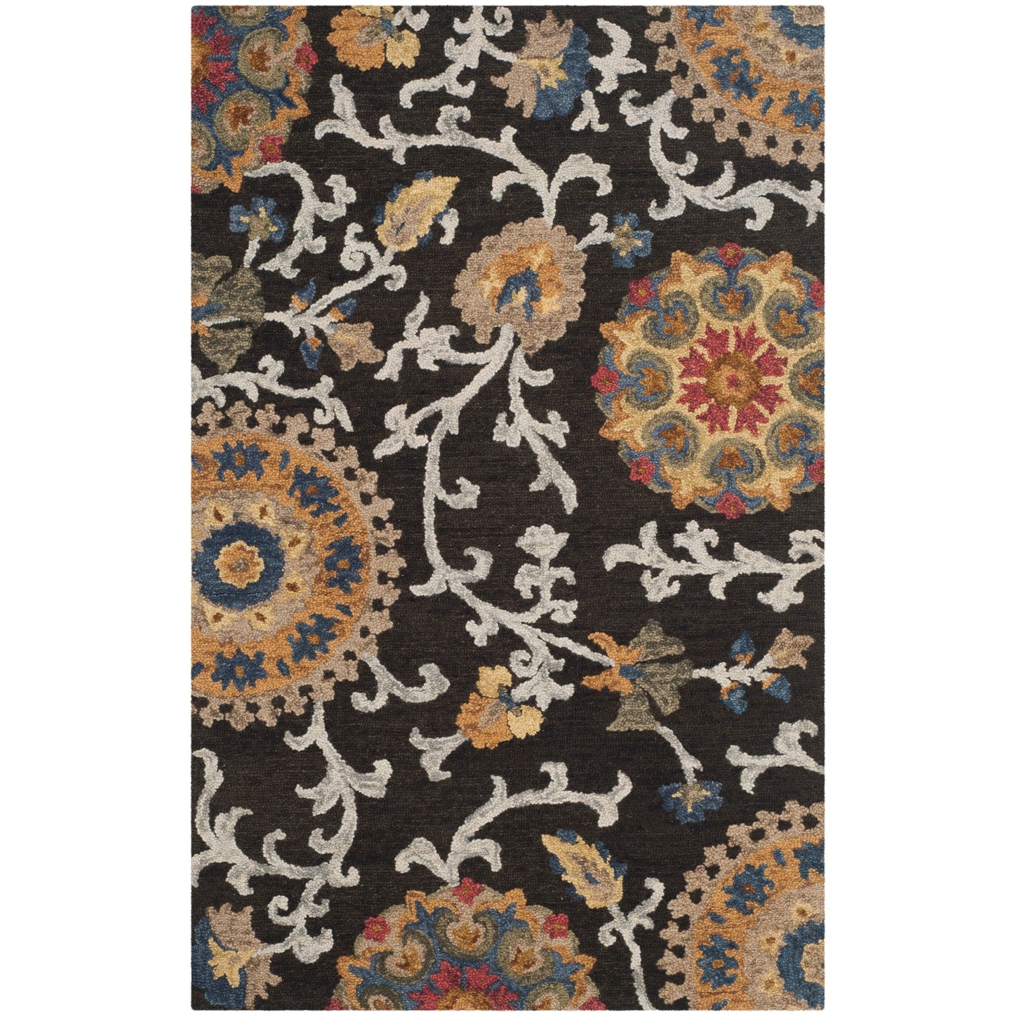 Tapis en laine moderne à motif floral Blossom Maaret, fait main par SAFAVIEH