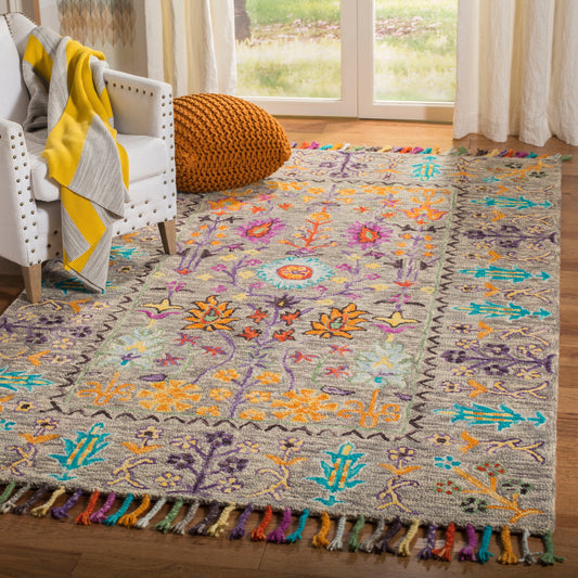 Tapis en laine moderne à motif floral Takuko fait main SAFAVIEH