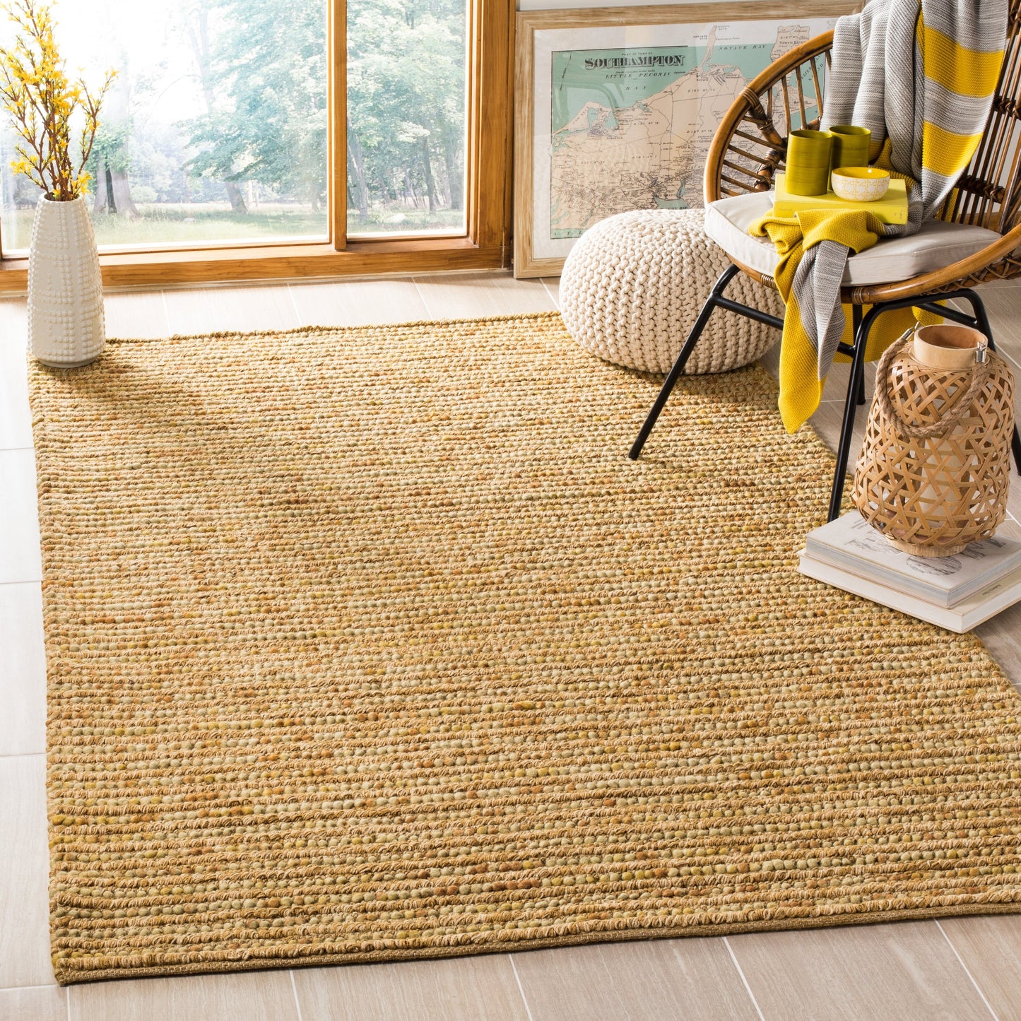 SAFAVIEH Tapis bohème fait à la main en jute et en laine Jelisava