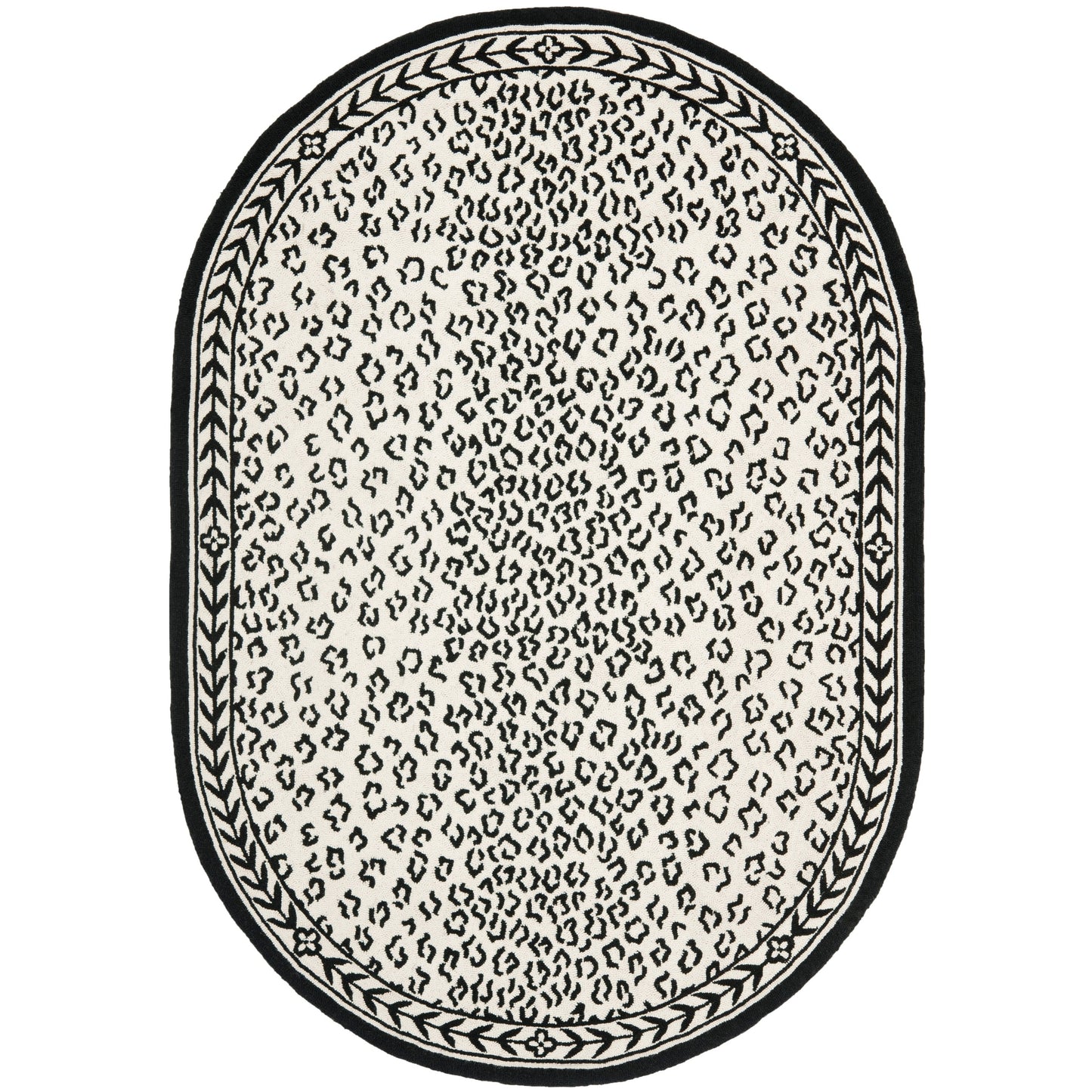 Tapis SAFAVIEH fait main Chelsea Solar Garden Leopard en laine de campagne française