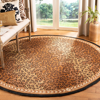 Tapis SAFAVIEH fait main Chelsea Solar Garden Leopard en laine de campagne française