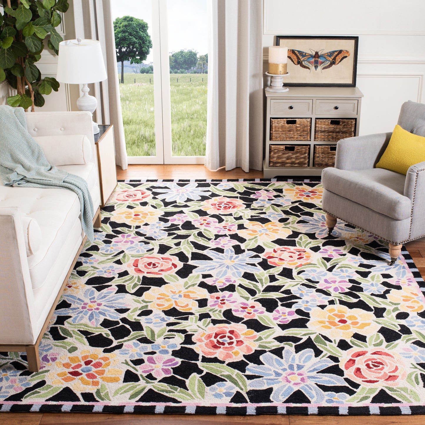 Tapis en laine SAFAVIEH fait main Chelsea Sprig à motif floral style campagne française