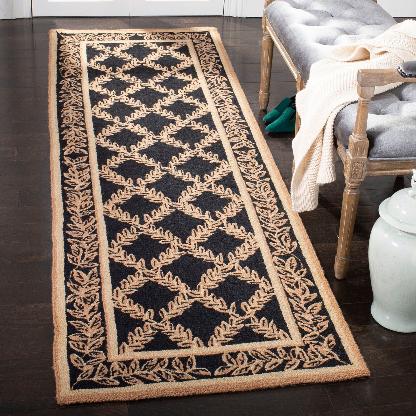 Tapis en laine SAFAVIEH Chelsea Sunstripe Trellis fait main, style campagne française