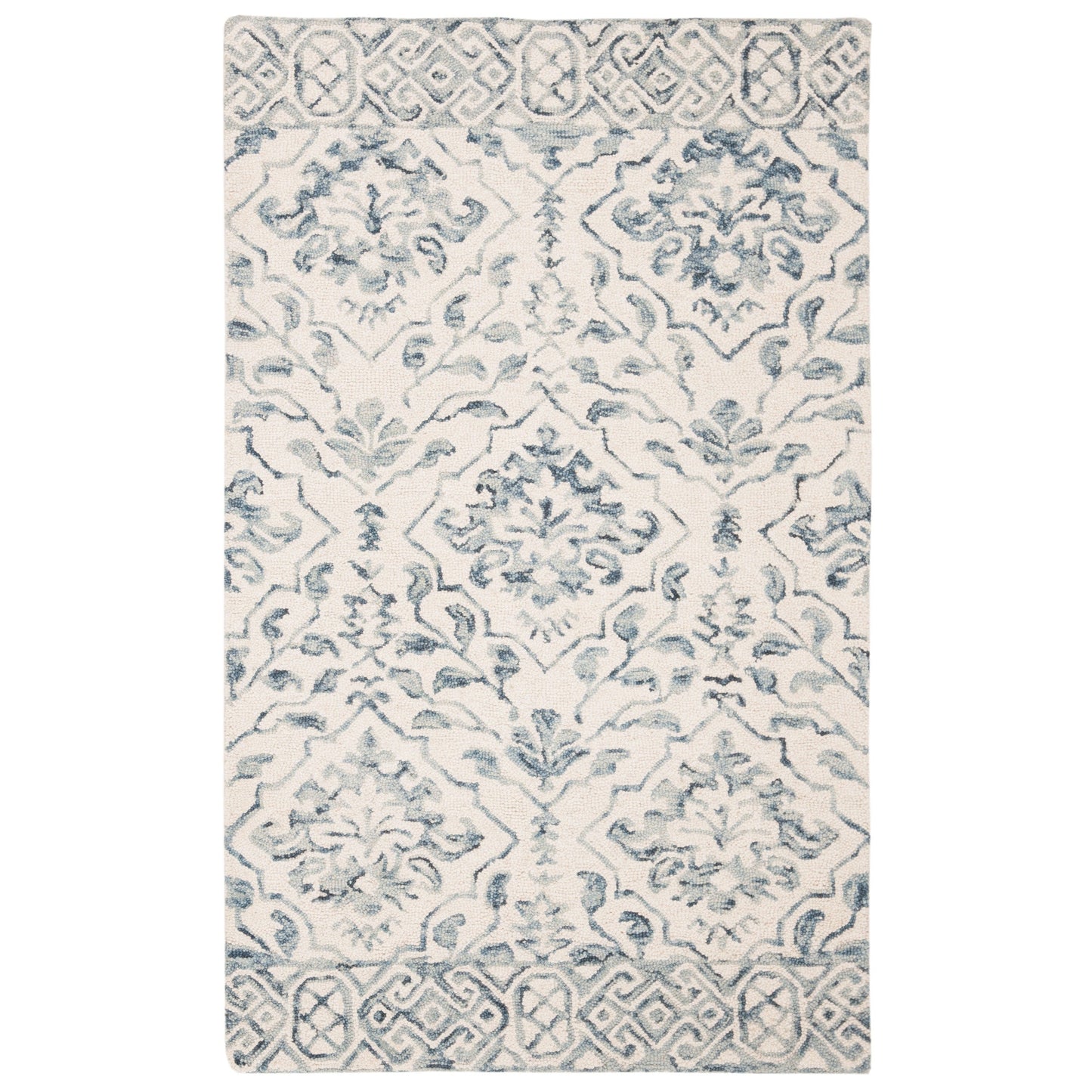 Tapis en laine Elvedina à motif floral, teint à la main par SAFAVIEH