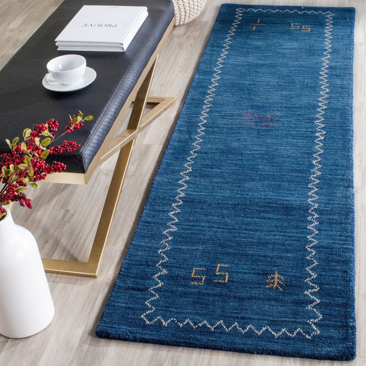 Tapis de couloir Gabbeh en laine Eraclia de l'Himalaya, fait main par SAFAVIEH