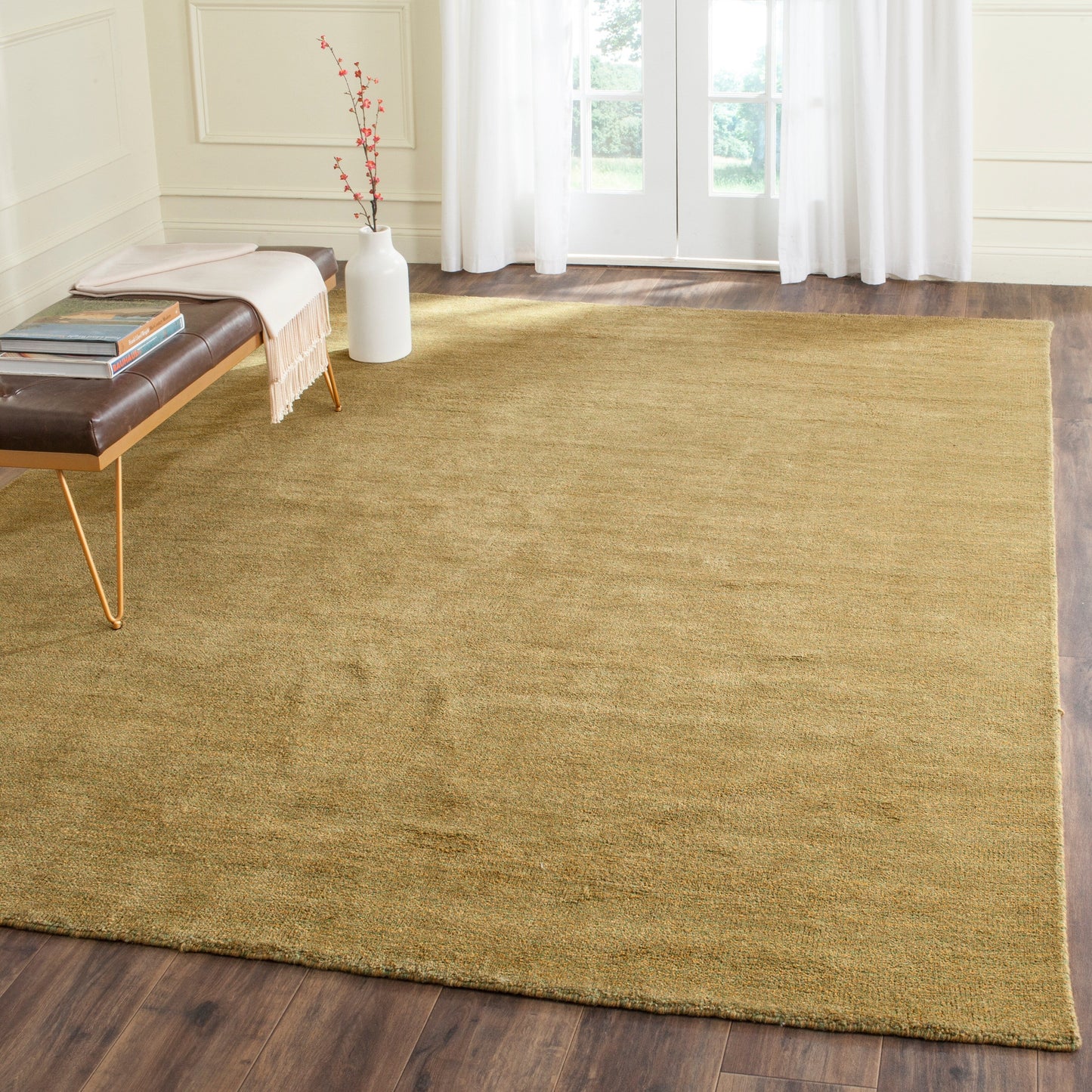 Tapis moderne en laine SAFAVIEH fait main, bordure en palmier de l'Himalaya