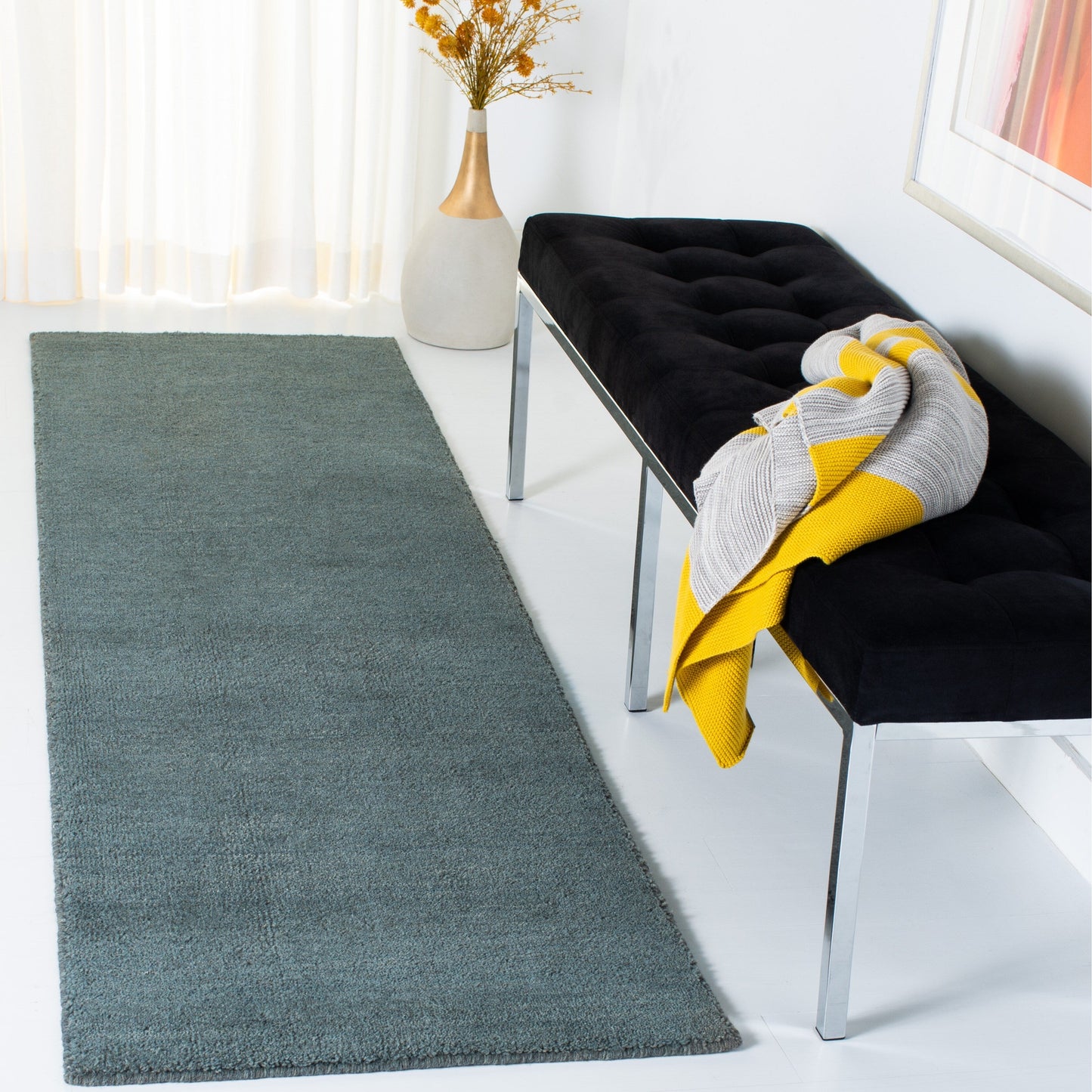 Tapis moderne en laine SAFAVIEH fait main, bordure en palmier de l'Himalaya