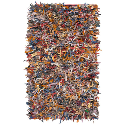 Tapis décoratif moderne SAFAVIEH en cuir shaggy fait main Doinita