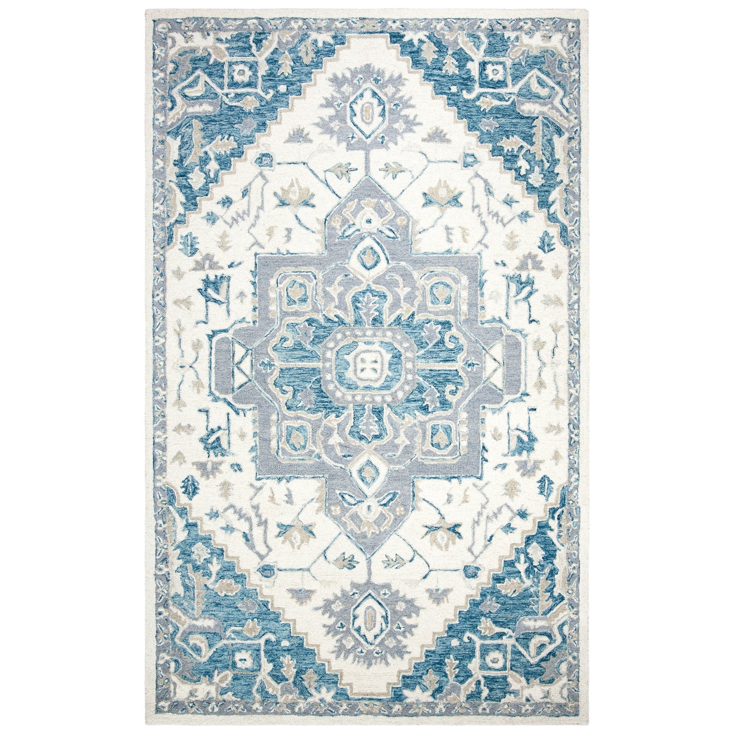 Tapis en laine SAFAVIEH à micro-boucles, motif médaillon Gulseven, fait main