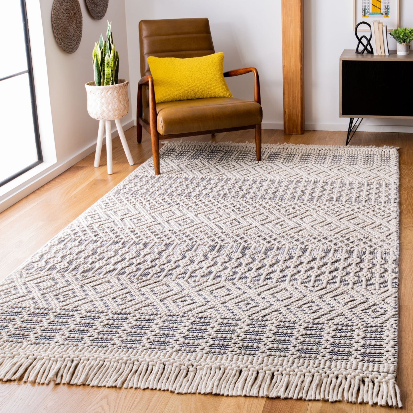 Tapis à franges en laine Natura Estel fait main SAFAVIEH