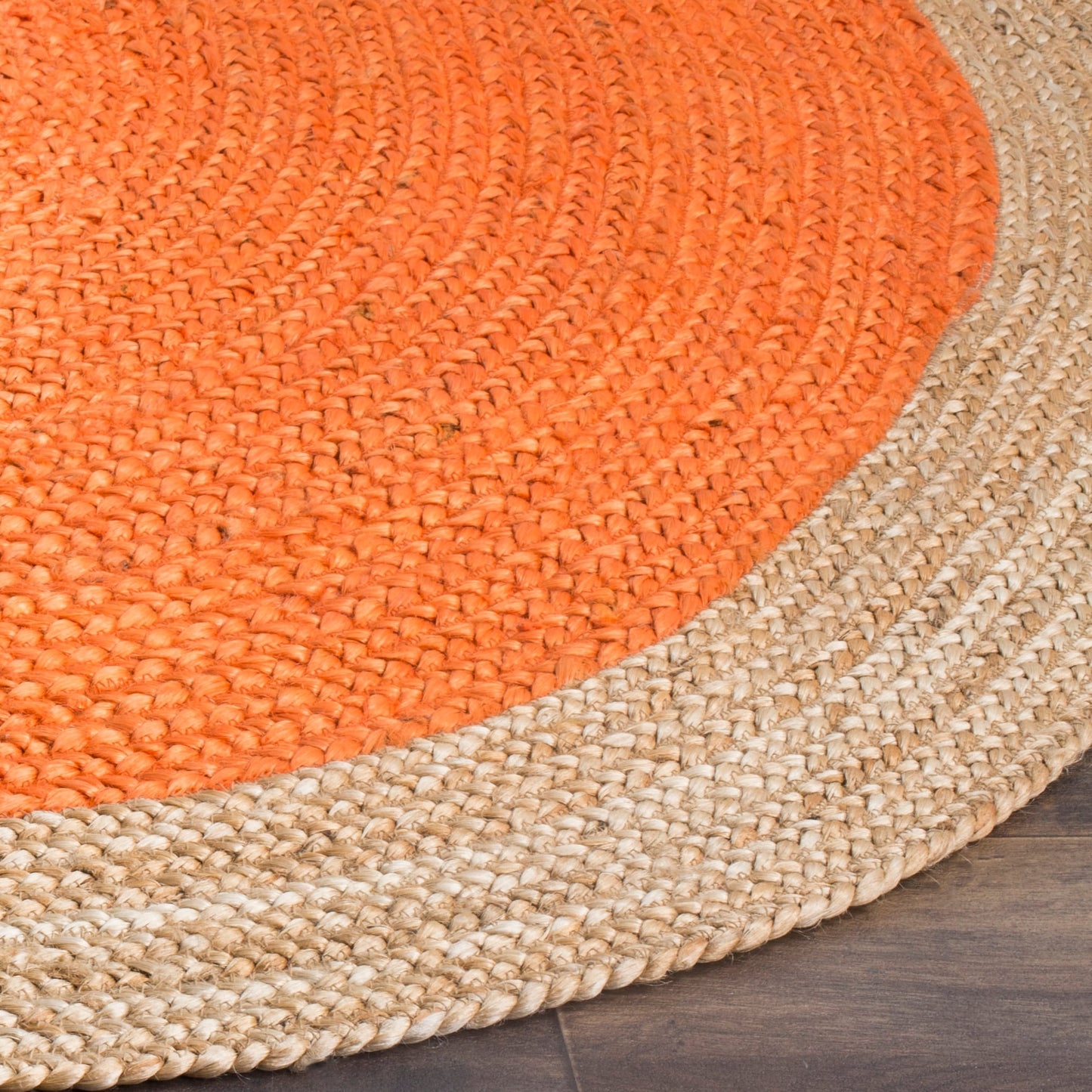 Tapis rond en jute à bordure Jolette en fibres naturelles fait main SAFAVIEH