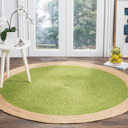 Tapis rond en jute à bordure Jolette en fibres naturelles fait main SAFAVIEH