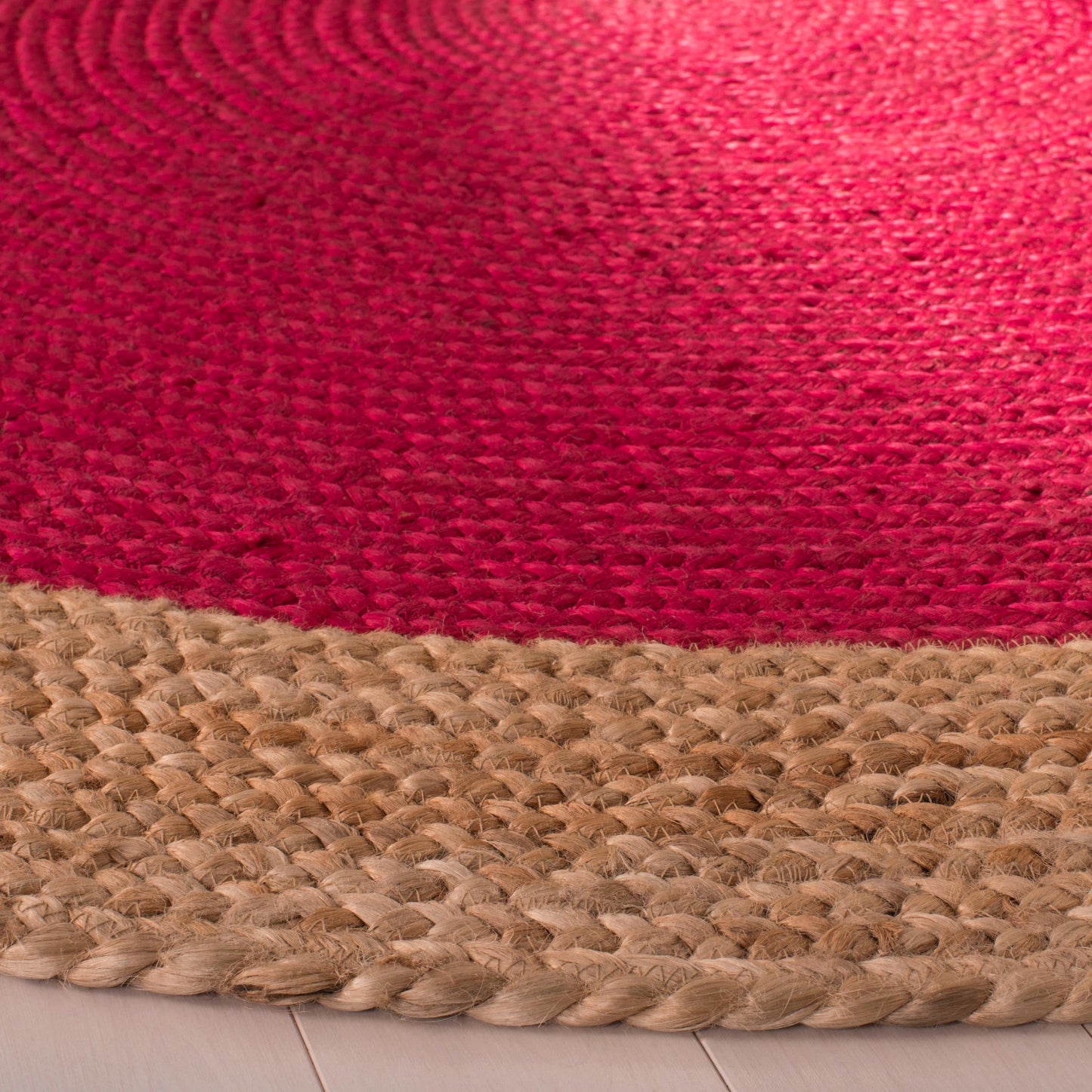 Tapis rond en jute à bordure Jolette en fibres naturelles fait main SAFAVIEH