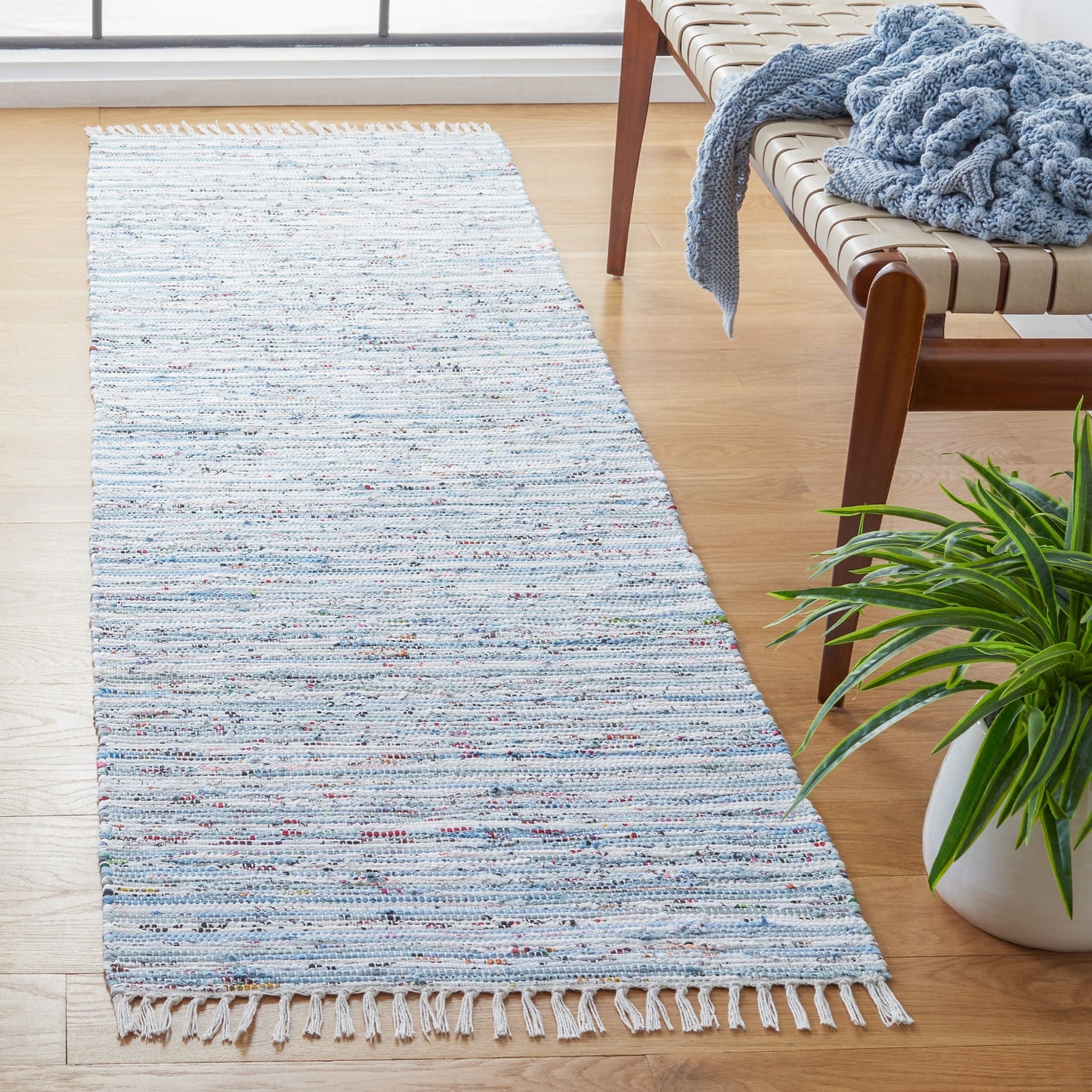 Tapis en coton à rayures scintillantes fait main SAFAVIEH