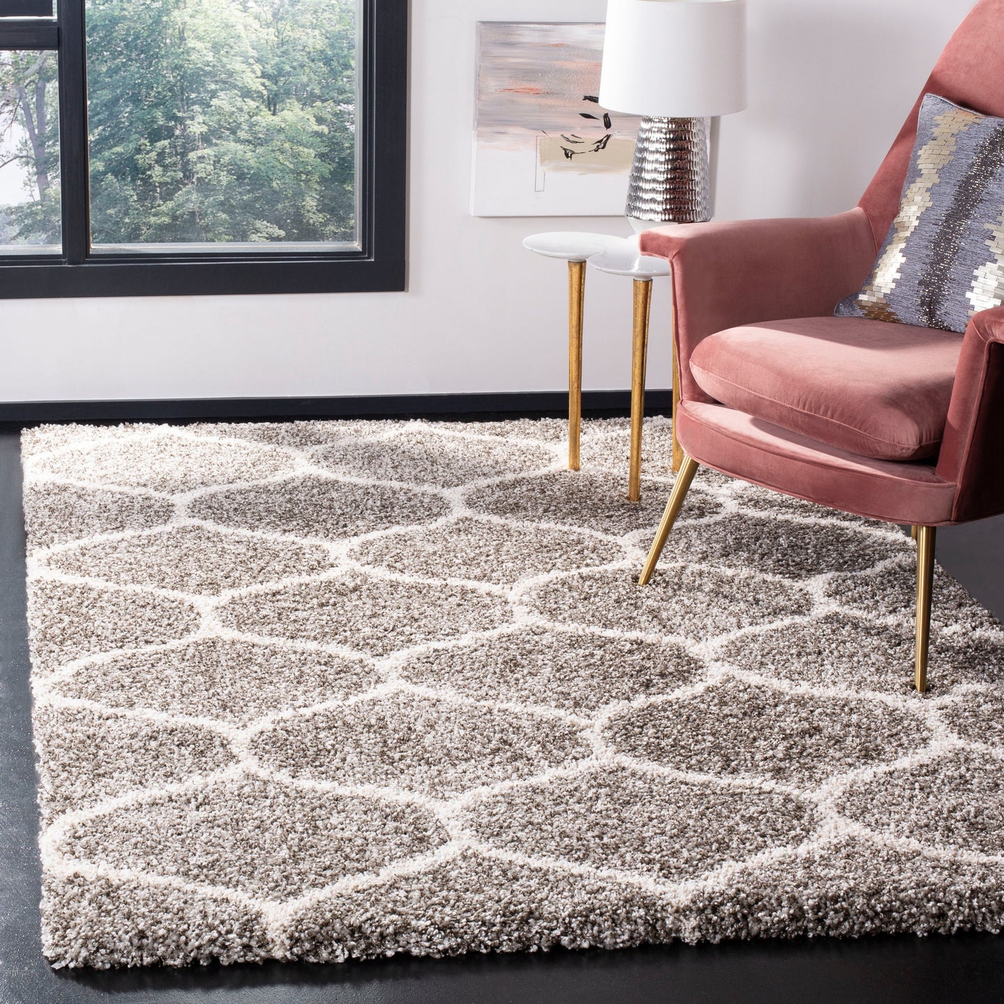 Tapis SAFAVIEH Hudson Shag Pushpa Trellis de 5 cm d'épaisseur