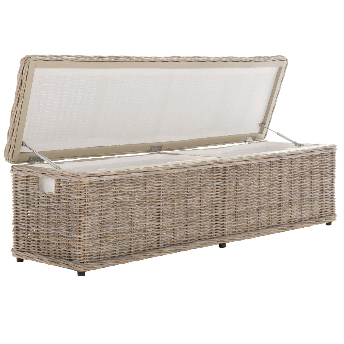 Coffre de rangement SAFAVIEH Marcelien en rotin naturel gris - 63 x 18,1 x 18,7 cm - 63 cm (L) x 18 cm (P) x 19 cm (H)