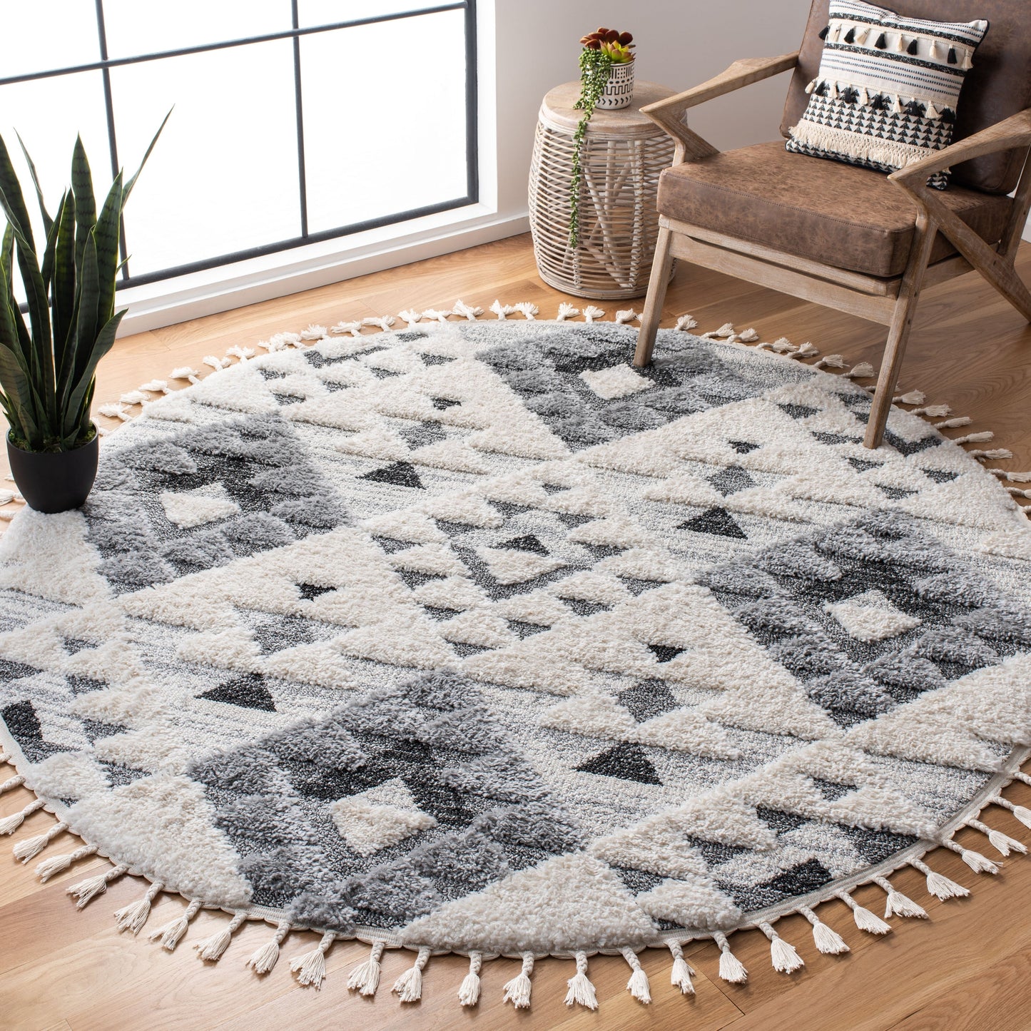 Tapis SAFAVIEH marocain à franges et poils longs Delores, épaisseur 5 cm