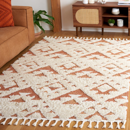 Tapis SAFAVIEH marocain à franges et poils longs Delores, épaisseur 5 cm