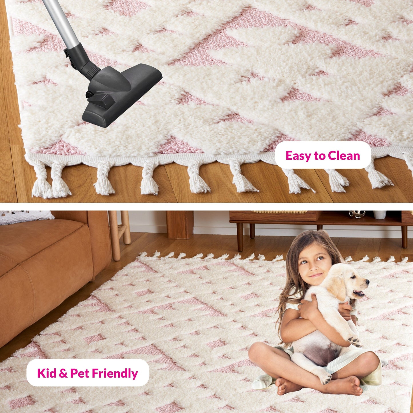 Tapis SAFAVIEH marocain à franges et poils longs Delores, épaisseur 5 cm