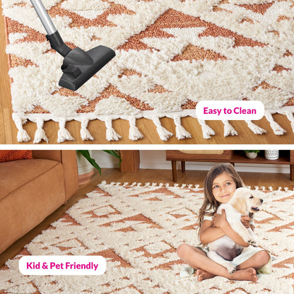 Tapis SAFAVIEH marocain à franges et poils longs Delores, épaisseur 5 cm