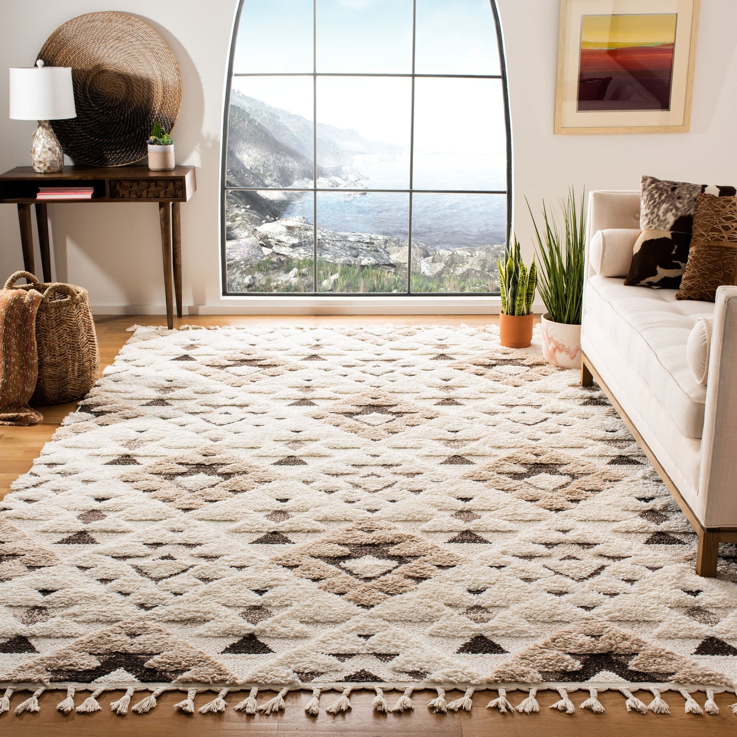 Tapis SAFAVIEH marocain à franges et poils longs Delores, épaisseur 5 cm
