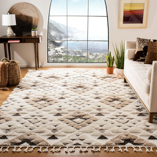 Tapis SAFAVIEH marocain à franges et poils longs Delores, épaisseur 5 cm