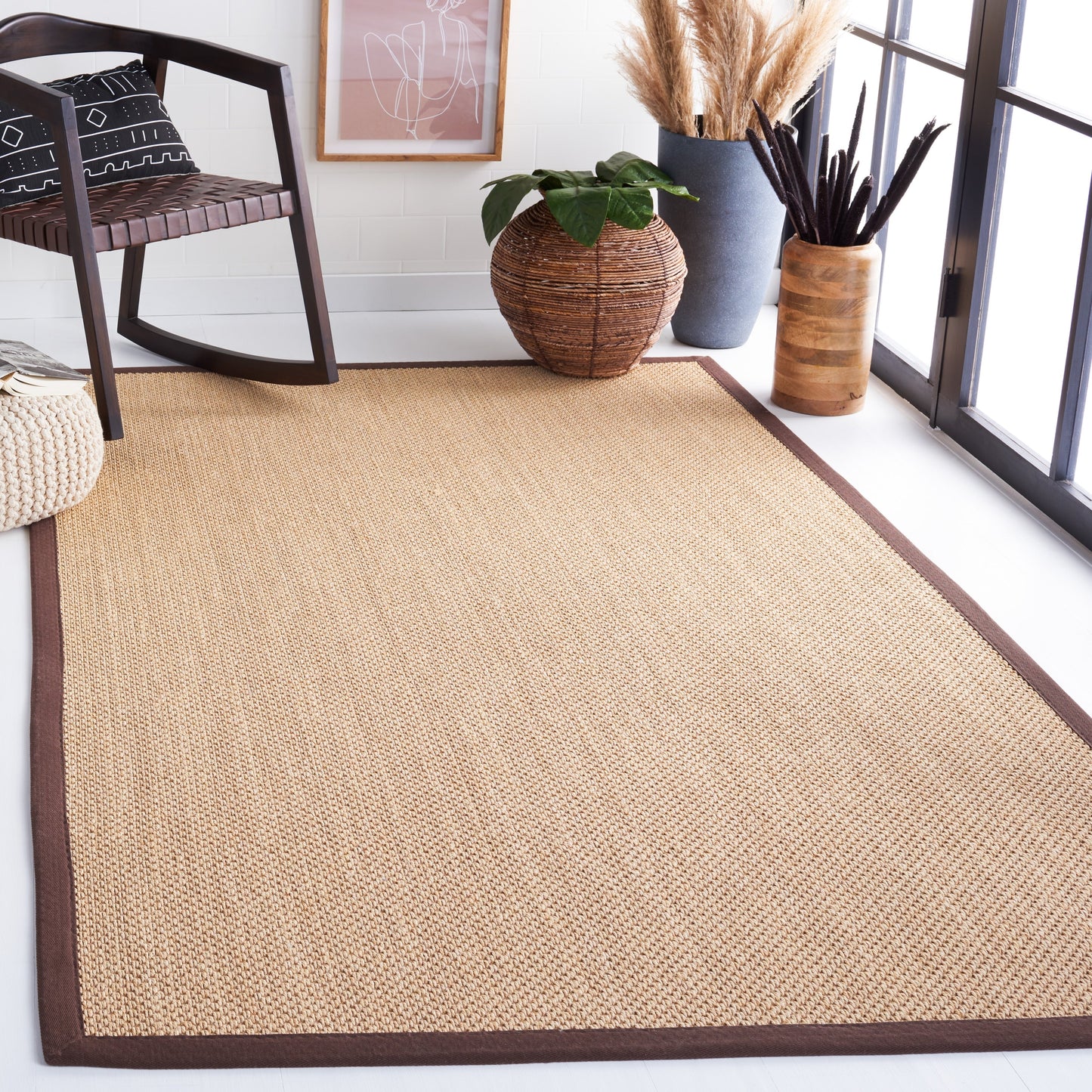 Tapis en sisal SAFAVIEH Venus en fibre naturelle, bordure décontractée