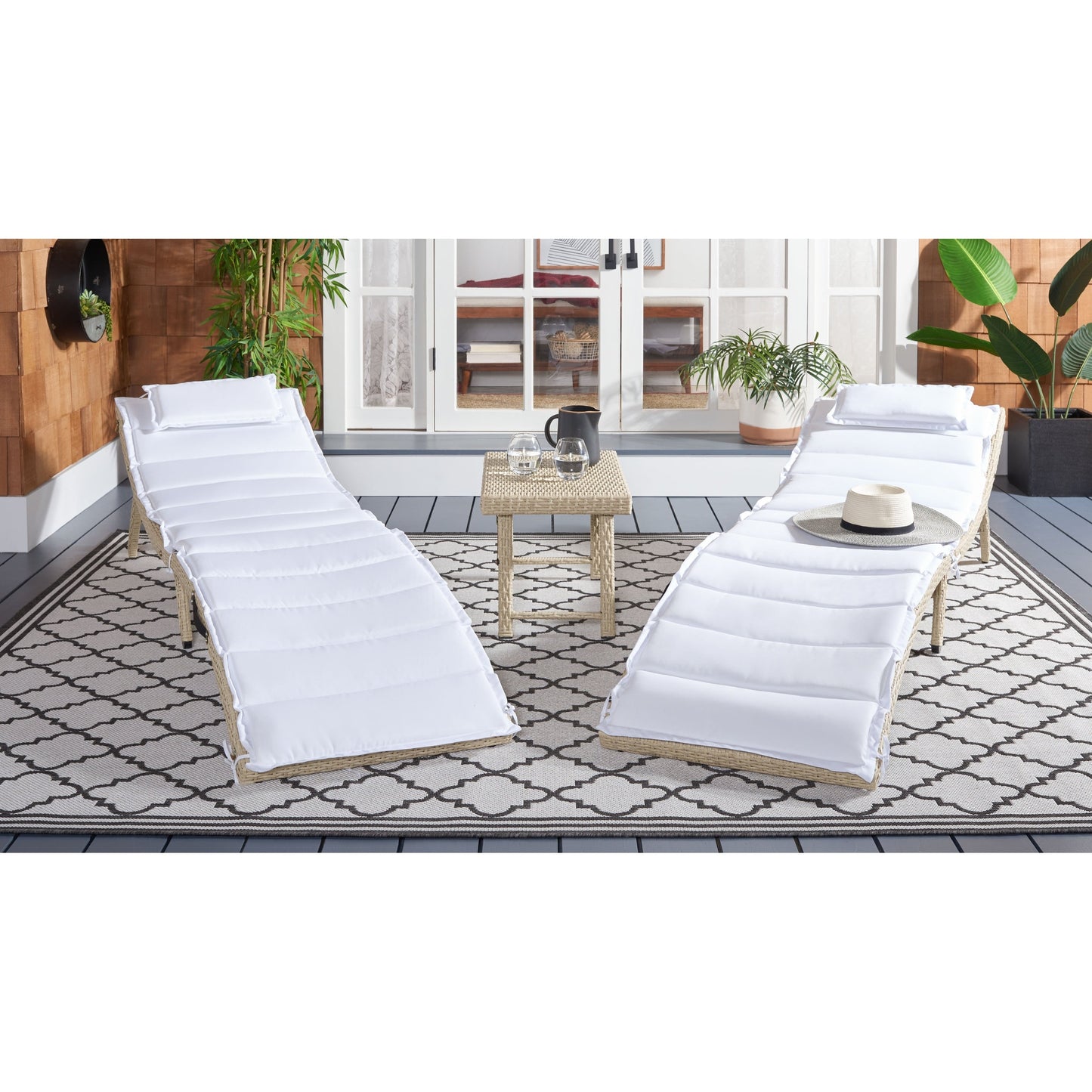 Ensemble de bain de soleil 3 pièces SAFAVIEH Outdoor Blaguna - 83 cm (L) x 20 cm (P) x 24 cm (H)
