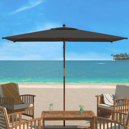 Parasol de marché extérieur SAFAVIEH Glauca de 3,35 m (11 pieds) à poulie en bois