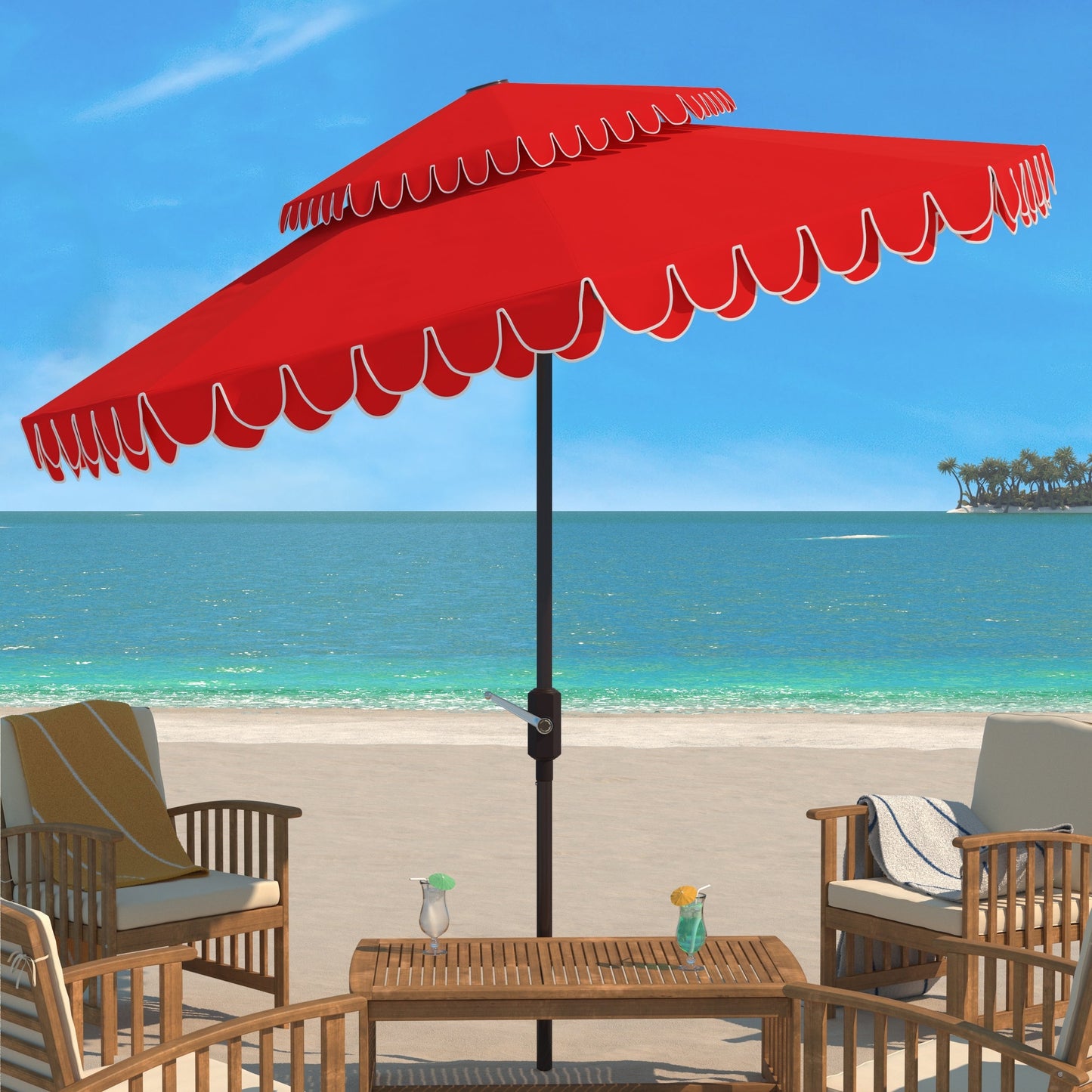 Parasol double SAFAVIEH Outdoor Kjerstin Valance de 2,74 m (9 pi)