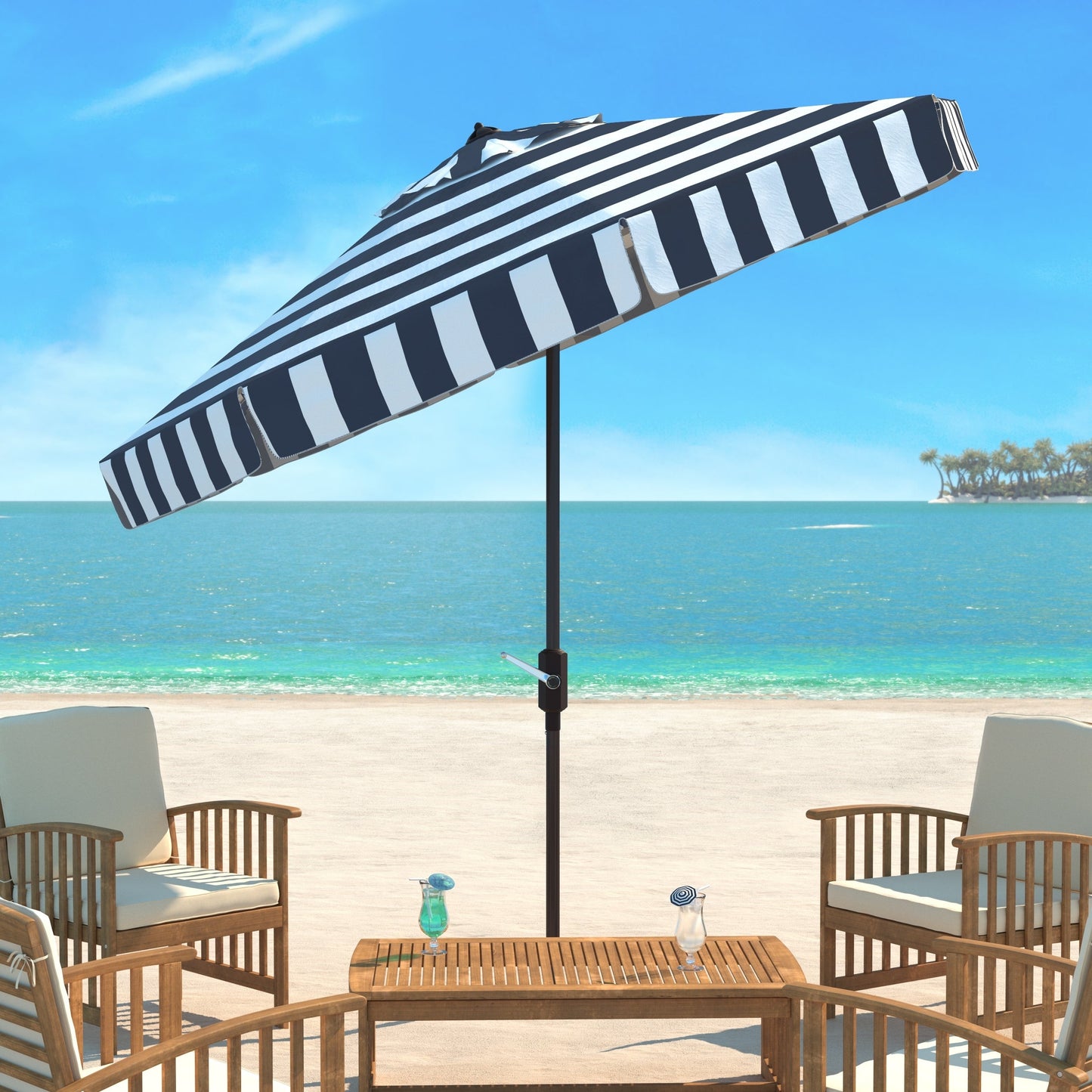 Parasol rond SAFAVIEH Outdoor Sidese Fashion Line de 3,35 m
