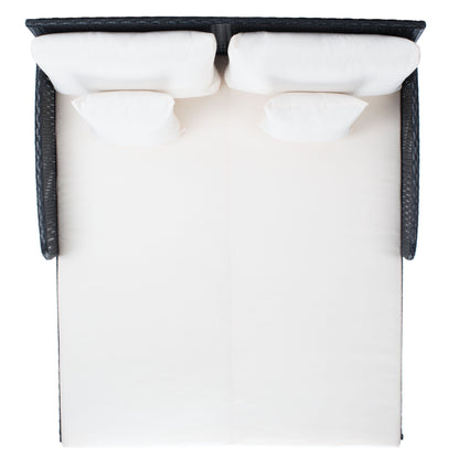 Lit de jour d'extérieur SAFAVIEH Taniyah en osier avec oreiller et coussins - 53 cm (L) x 28 cm (P) x 62 cm (H)